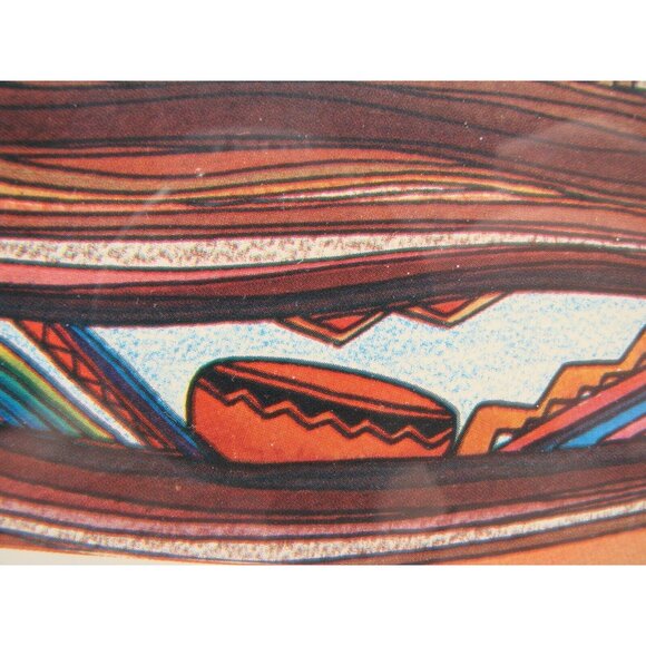 Southwest Pueblo Landscape Framed Art Modernist Signed Greg Kyle 1983 Vintage - Picture 3 of 12